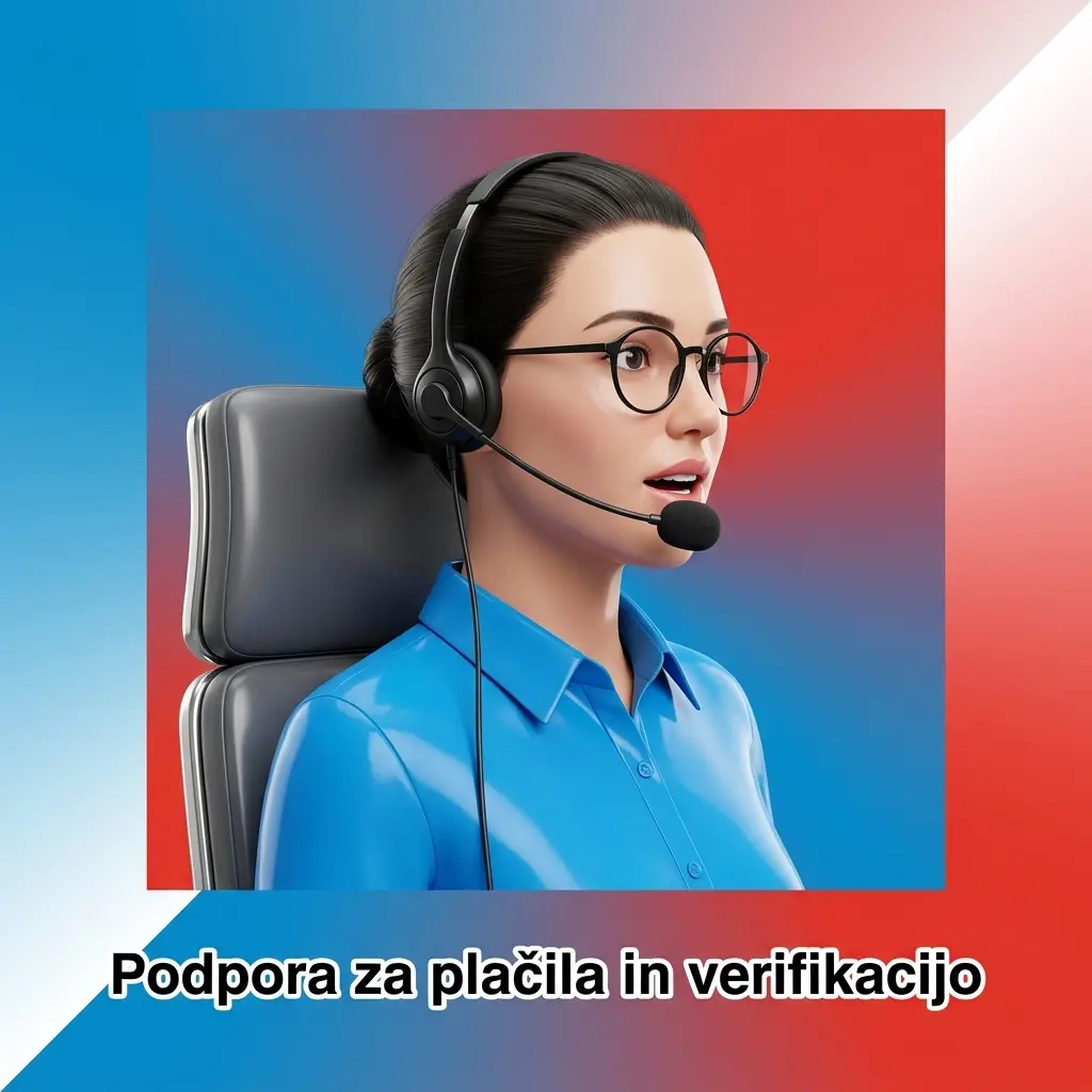 Podpora za plačila in verifikacijo računa z možnostmi klepeta v živo, e-pošte in centra za pomoč